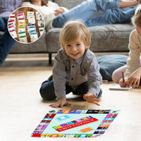 Music-based board game with song cards and Monopoly money for game nights
