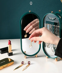 Foldable Oval Jewellery Organiser | Travel Case-WHITE-State of Style