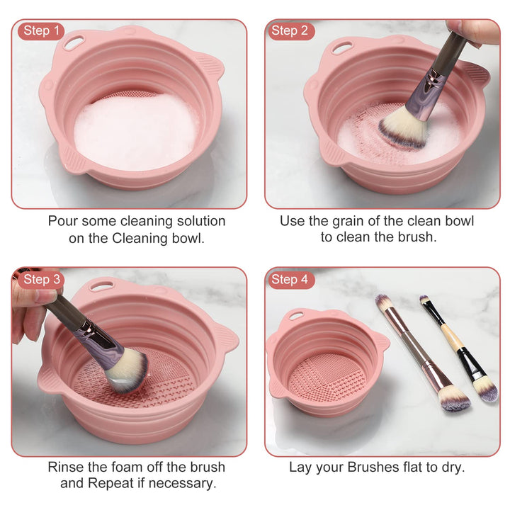 Foldable Silicone Brush Cleaner Bowl-Green-State of Style