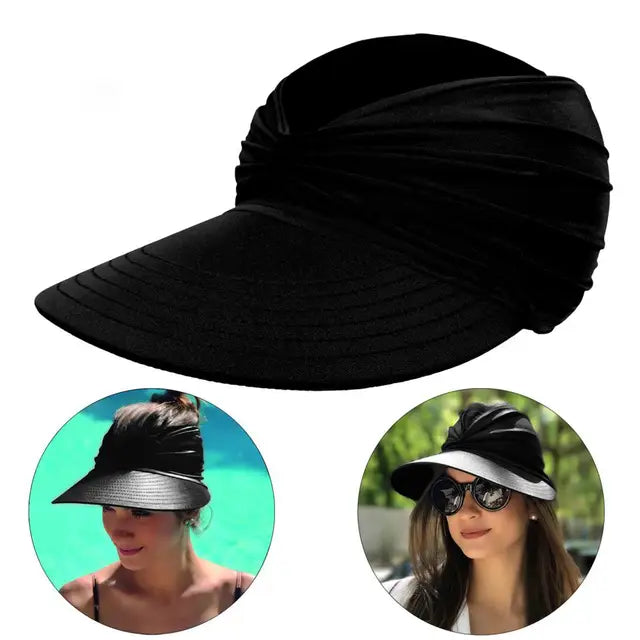Foldable sun hat with a large brim and UV protection – Babes-Black-One size fits all-State of Style