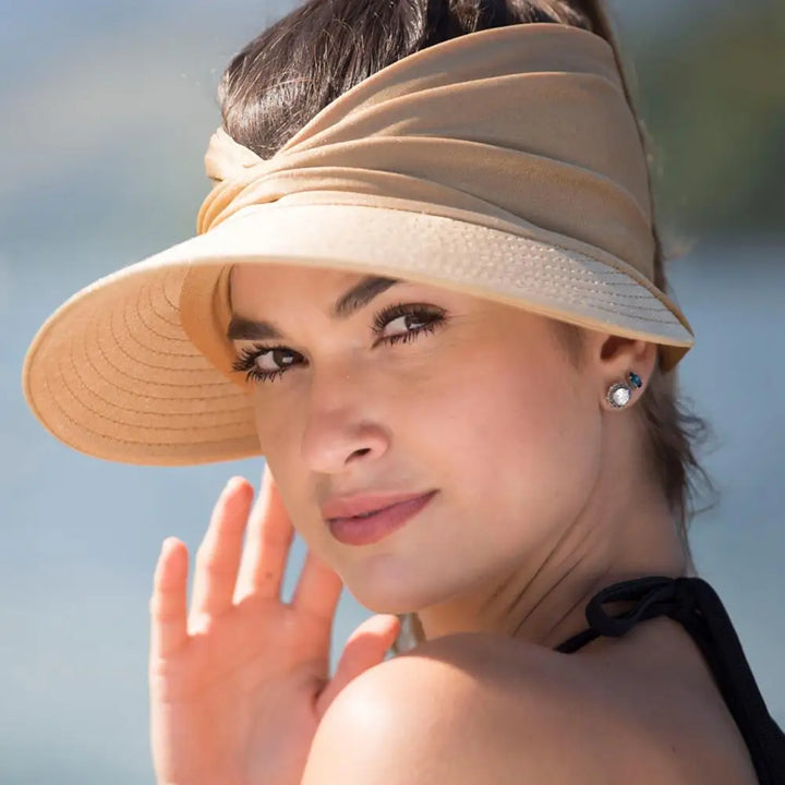 Foldable sun hat with a large brim and UV protection – Babes-Camel-One size fits all-State of Style