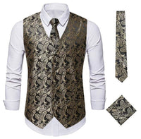 Franco Traditional Waistcoat – Gothic Paisley Vest with Bronzed Detailing-Gold-S-State of Style