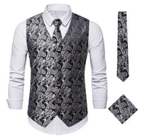 Franco Traditional Waistcoat – Gothic Paisley Vest with Bronzed Detailing-Silver-S-State of Style