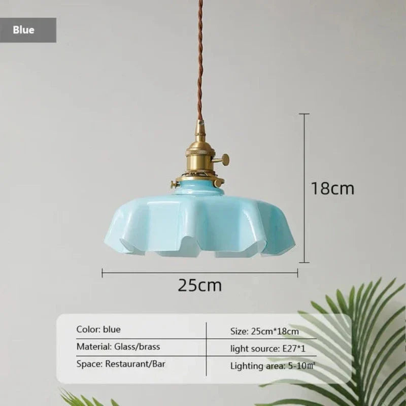 French Brass Pendant Light - BrassChic-Blue-Warm White-State of Style