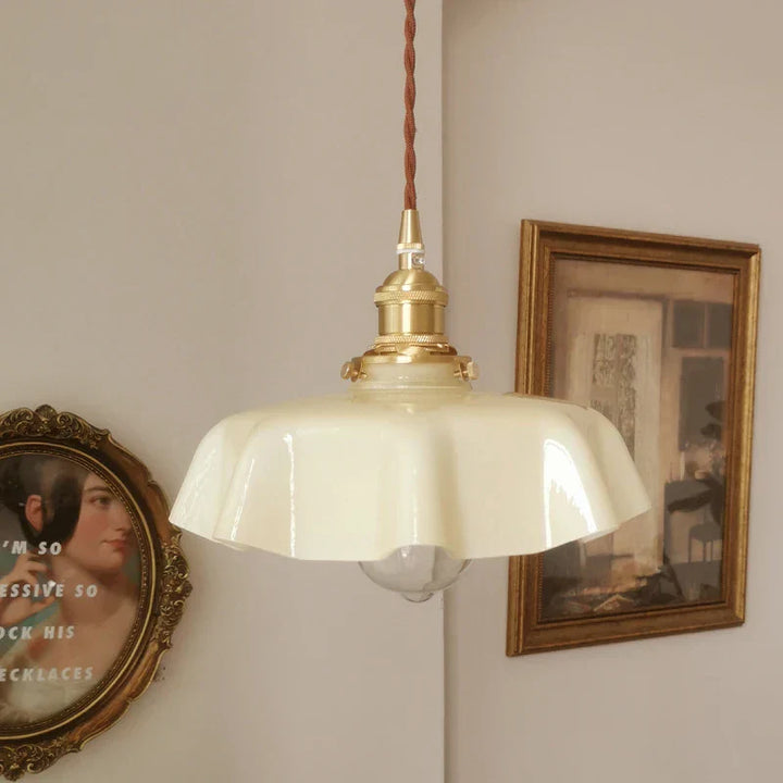 French Brass Pendant Light - BrassChic-Cream Yellow-Warm White-State of Style