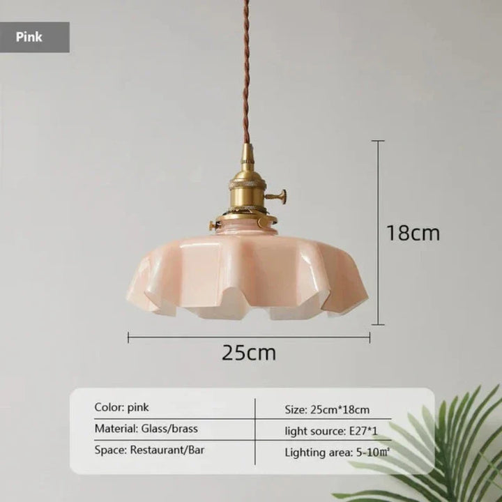 French Brass Pendant Light - BrassChic-Pink-Warm White-State of Style