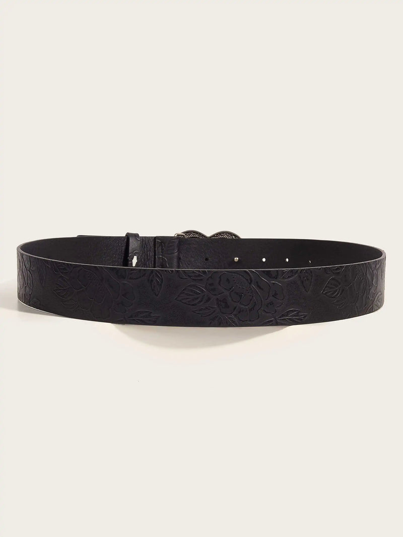 Frieda Traditional Belt – Retro PU Leather Belt with Love Buckle-100 CM-State of Style