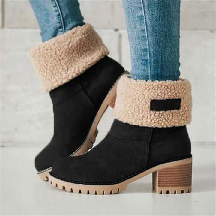 FrostStep Winter Boots | Insulated Winter Ankle Boots with Heel for Women-Black-3.0-State of Style