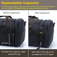 Expandable Canvas Weekender Duffel Bag – 40L to 50L Travel Carry-On