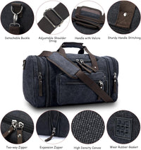 Expandable Canvas Weekender Duffel Bag – 40L to 50L Travel Carry-On