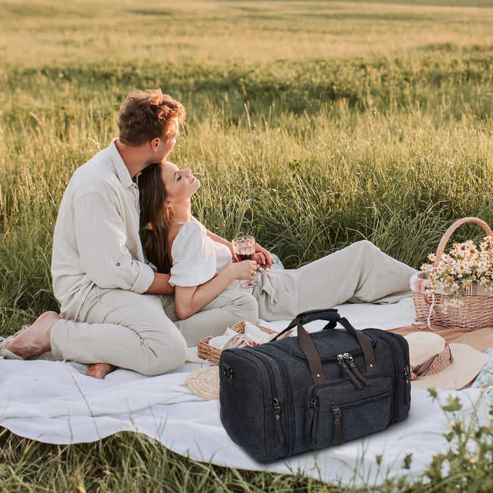 Expandable Canvas Weekender Duffel Bag – 40L to 50L Travel Carry-On