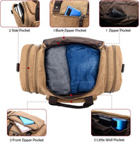 Expandable Canvas Weekender Duffel Bag – 40L to 50L Travel Carry-On