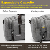 Expandable Canvas Weekender Duffel Bag – 40L to 50L Travel Carry-On