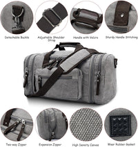 Expandable Canvas Weekender Duffel Bag – 40L to 50L Travel Carry-On