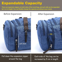 Expandable Canvas Weekender Duffel Bag – 40L to 50L Travel Carry-On