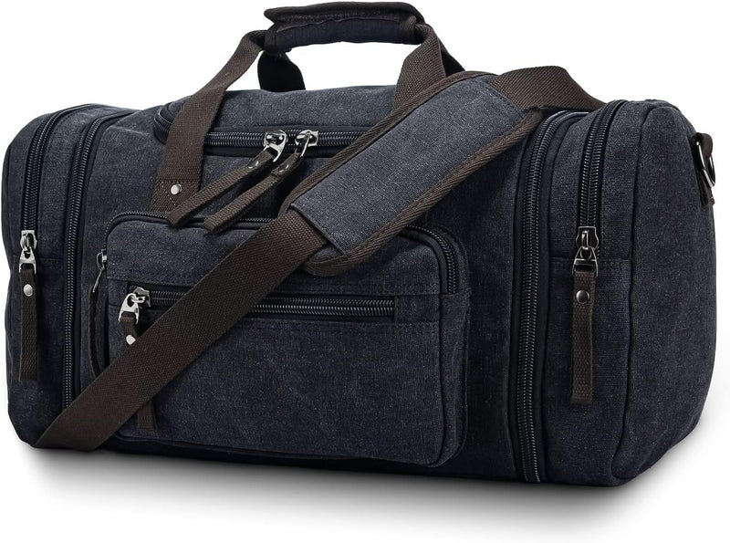 Expandable Canvas Weekender Duffel Bag – 40L to 50L Travel Carry-On