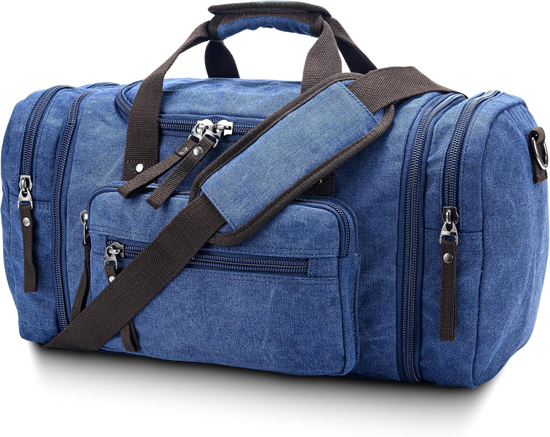 Expandable Canvas Weekender Duffel Bag – 40L to 50L Travel Carry-On