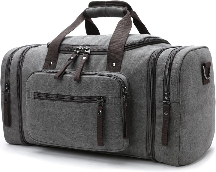 Expandable Canvas Weekender Duffel Bag – 40L to 50L Travel Carry-On