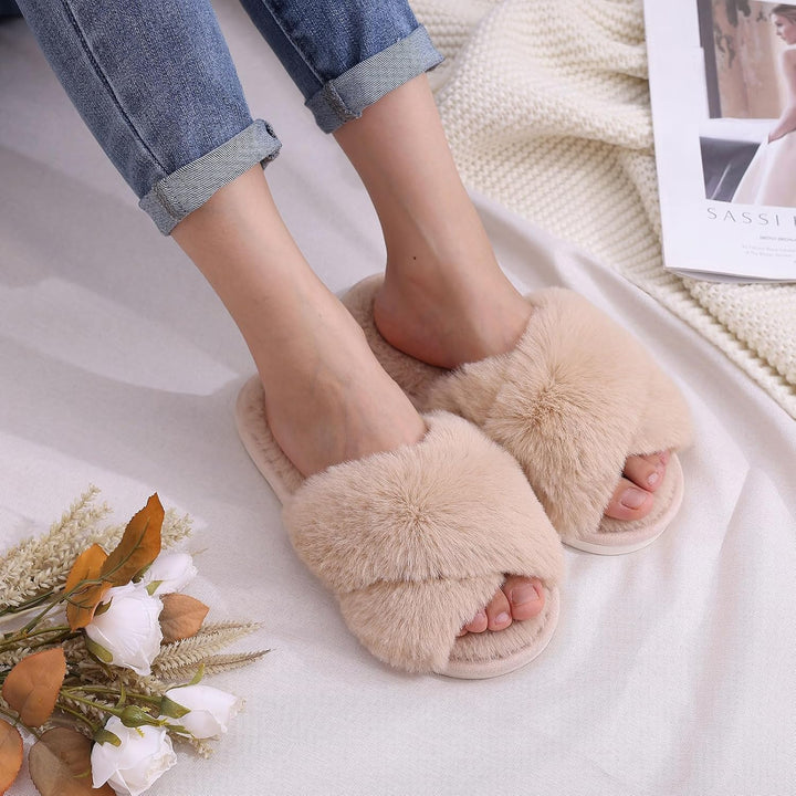 Fuzzy Slippers with Memory Foam - CloudStep-Black-3.5 - 4-State of Style