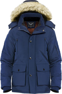 Gabriel Men's Winter Jacket with Detachable Hood-Blue-S-State of Style