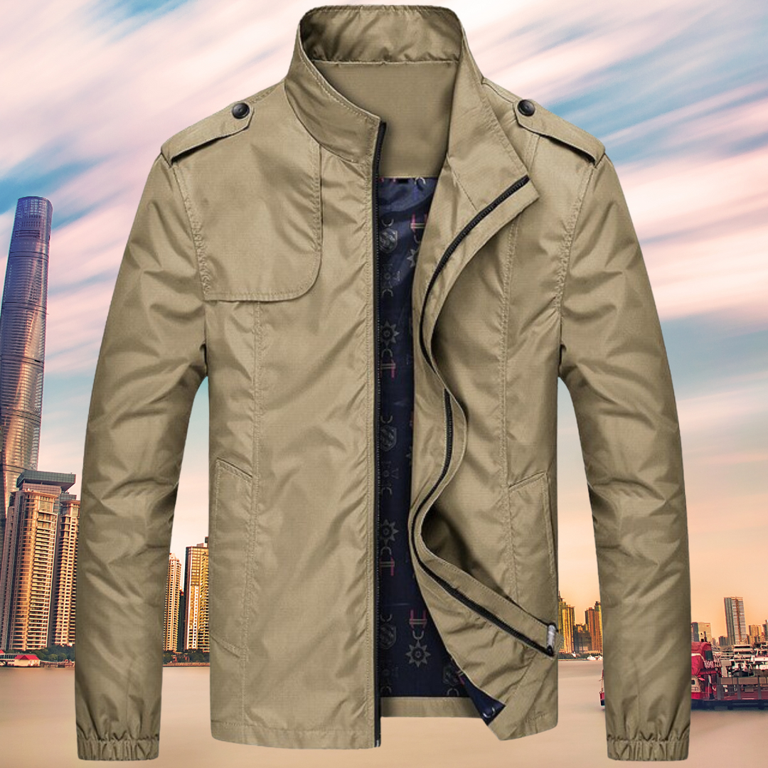 GENTI Oxford Mid-Coat | Modern Waterproof & Windproof Jacket for Men-Khaki-M-State of Style