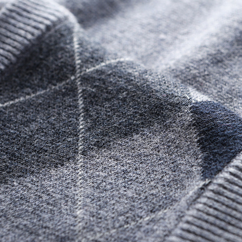 Gentlemen's Spencer with Stylish Argyle Pattern - Felix-Dark grey-S-State of Style
