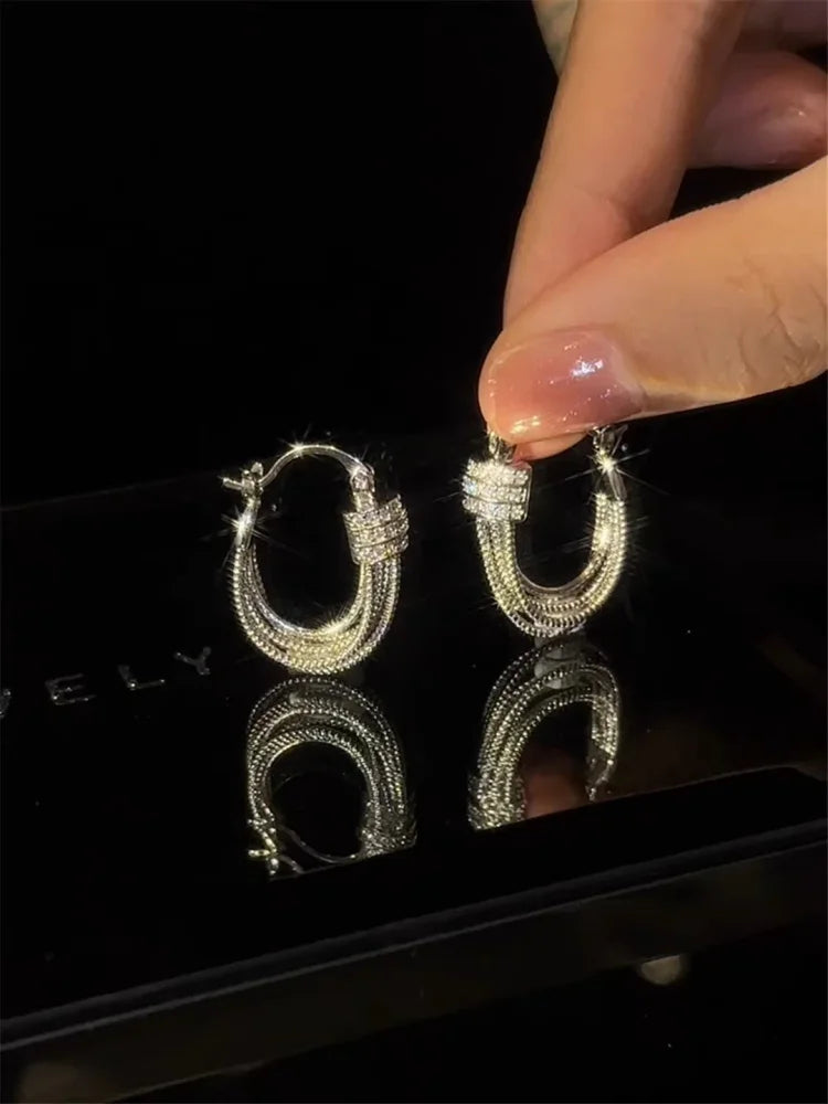 Geometric Layered Earrings - Aria-Gold-State of Style
