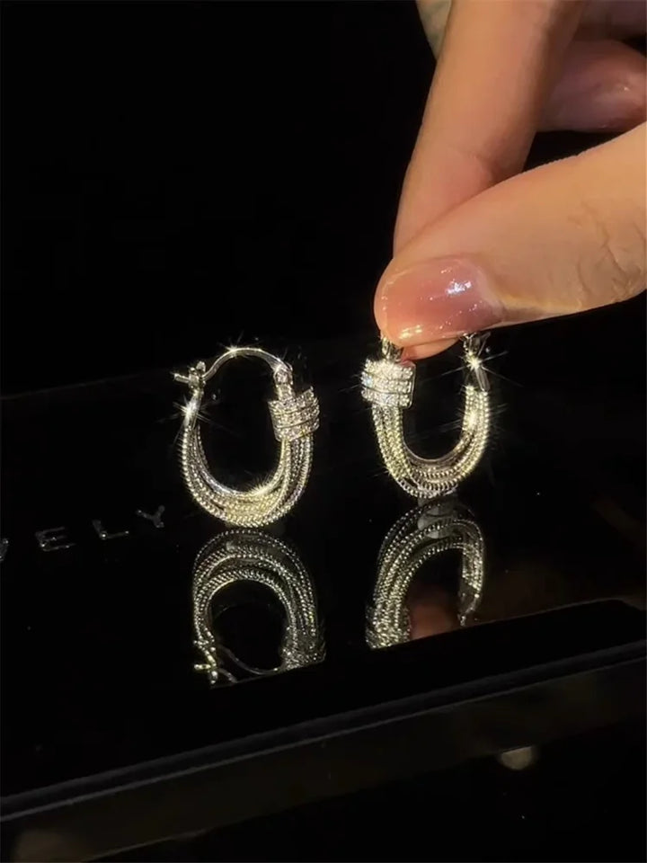 Geometric Layered Earrings - Aria-Gold-State of Style
