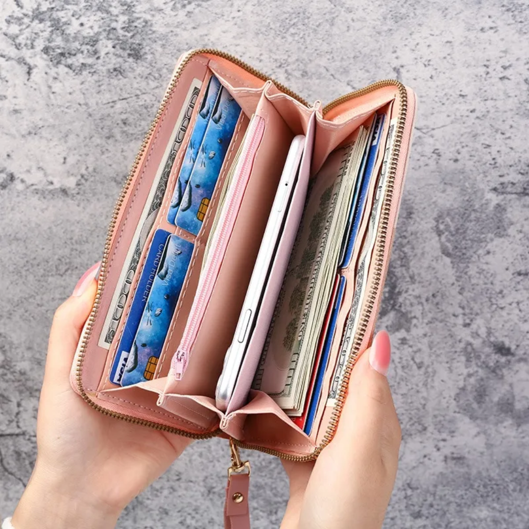 Geometric Long Wallet – Stylish & Functional PU Leather Purse-Black-State of Style