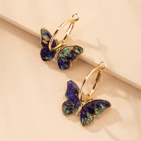 Gilded Butterfly Earrings with Acrylic Crystals – Mariposa-Blue-State of Style