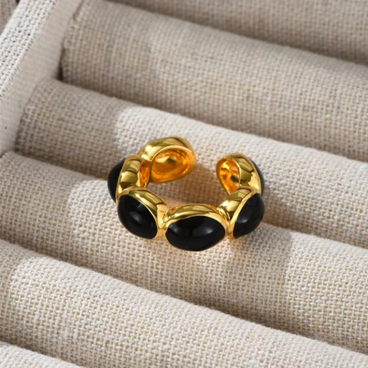 Gilded Onyx Ring - Celina-State of Style