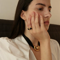 Gilded Onyx Ring - Celina-State of Style