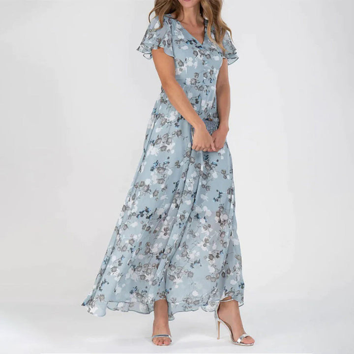 Gina - Stylish Midi Floral Dress-Green-XS-State of Style