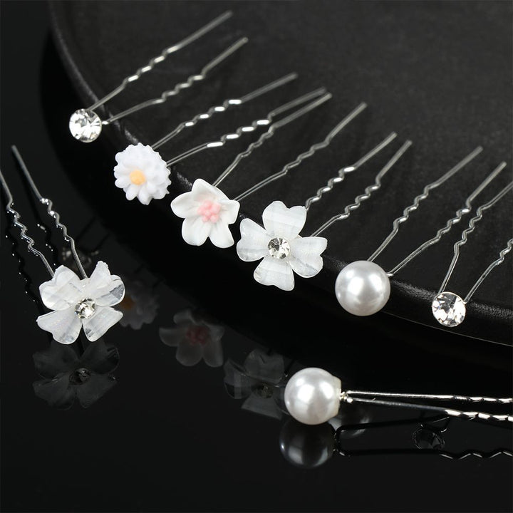 Gisela Traditional Hair Accessory – Rhinestone & Pearl U-Shaped Pins-1-State of Style