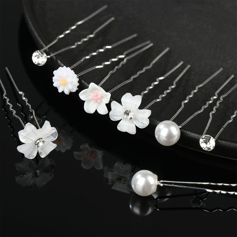 Gisela Traditional Hair Accessory – Rhinestone & Pearl U-Shaped Pins-1-State of Style