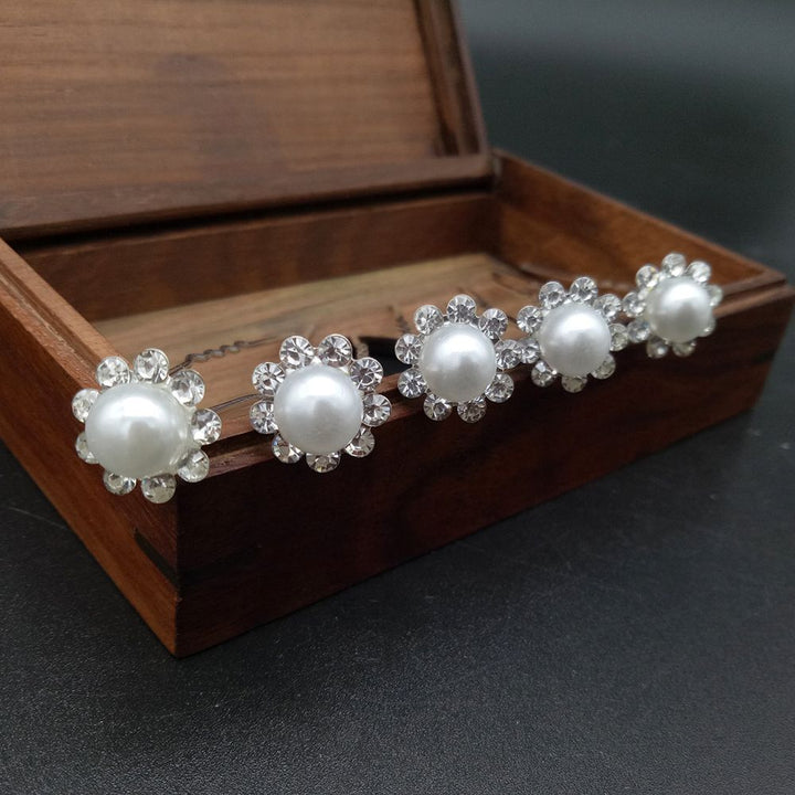 Gisela Traditional Hair Accessory – Rhinestone & Pearl U-Shaped Pins-1-State of Style
