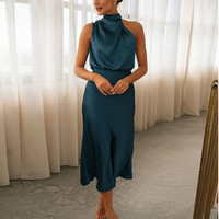 Glamorous One Shoulder Satin Dress - Emily-Dark Blue-S-State of Style