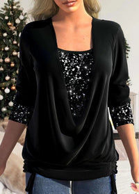 Glamour and Comfortable Sparkle Top - Luna-Black-S-State of Style