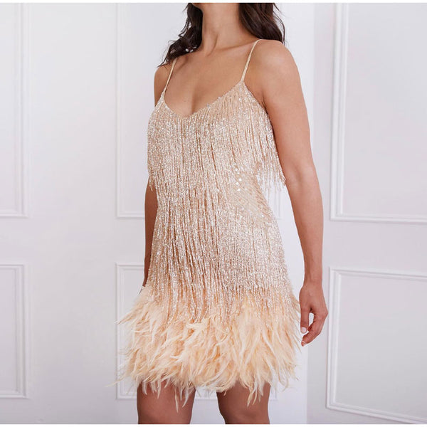 GlamourGlow Cocktail Dress | Elegant & Eye-Catching-Rose Gold-S-State of Style
