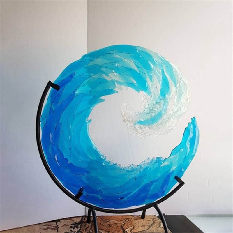 Glass Sculpture of Ocean Wave - AquaWave-Small - 12.7 cm-State of Style