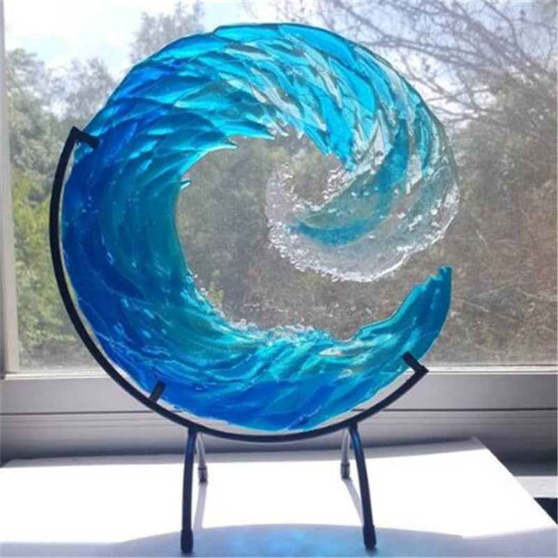 Glass Sculpture of Ocean Wave - AquaWave-Small - 12.7 cm-State of Style