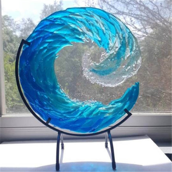 Glass Sculpture of Ocean Wave - AquaWave-Small - 12.7 cm-State of Style