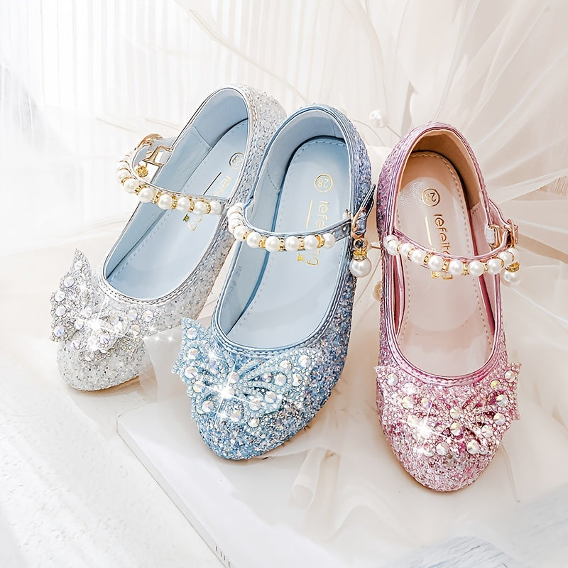 Glitter Shoe Isla – Comfortable Slip-On with Sequins & Pearls for Girls-Pink colour-7-State of Style
