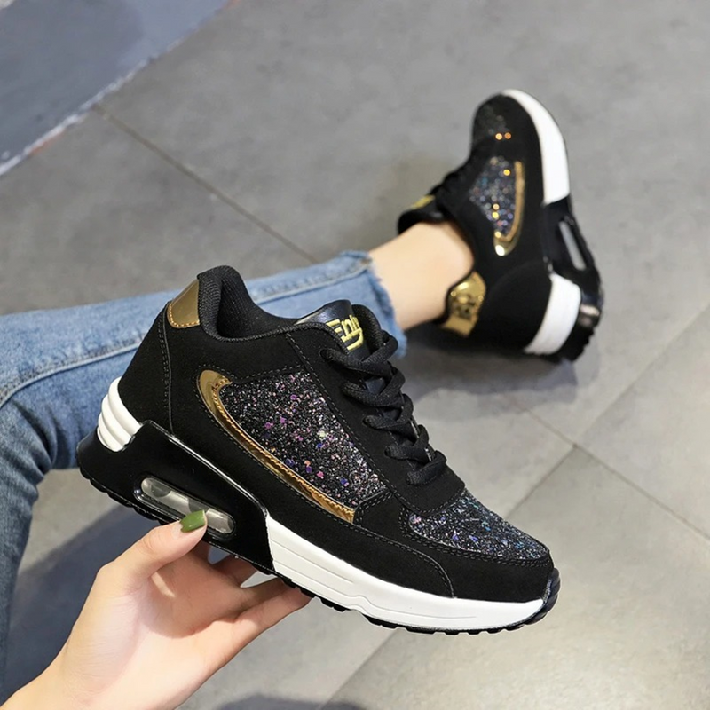 Glitter Women's Shoes for Breathable Comfort - SparkleFit-Black-purple-4-State of Style