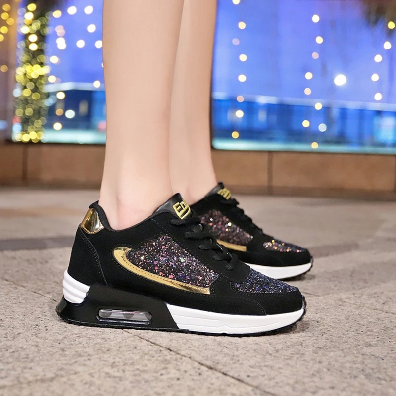 Glitter Women's Shoes for Breathable Comfort - SparkleFit-Black-purple-4-State of Style