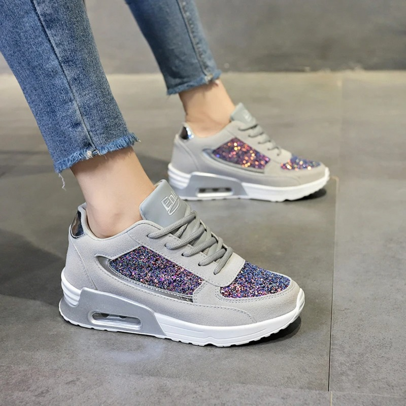 Glitter Women's Shoes for Breathable Comfort - SparkleFit-Gray-Purple-4-State of Style