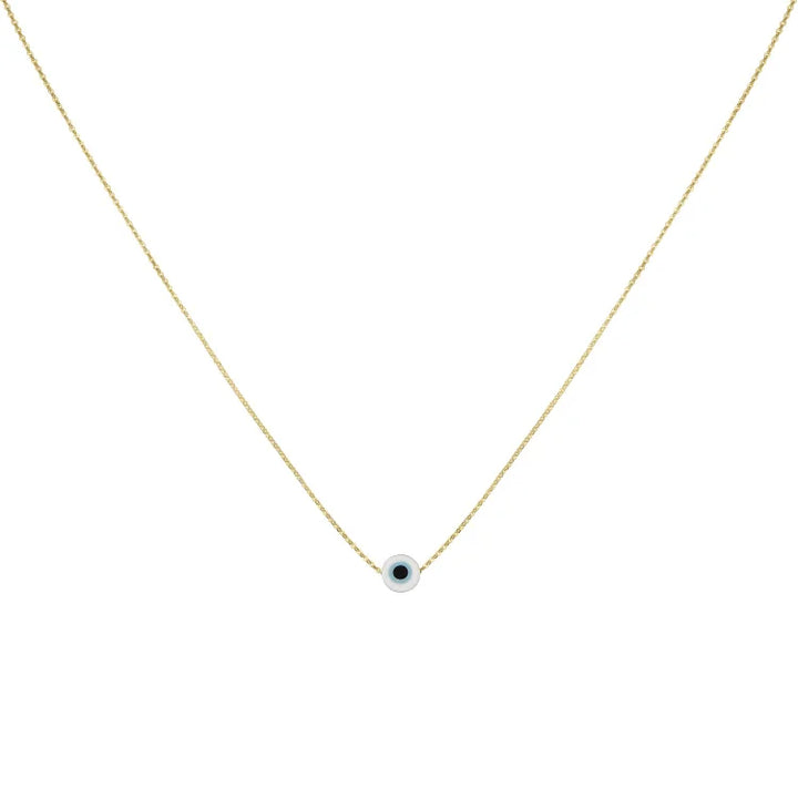 Glossy Nazar Necklace - Amira-White-Gold-State of Style