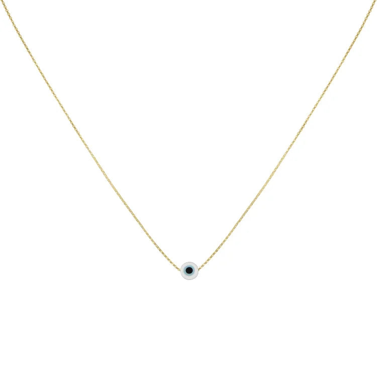 Glossy Nazar Necklace - Amira-White-Gold-State of Style