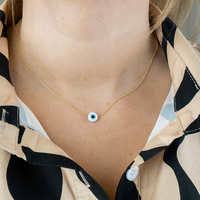 Glossy Nazar Necklace - Amira-White-Gold-State of Style