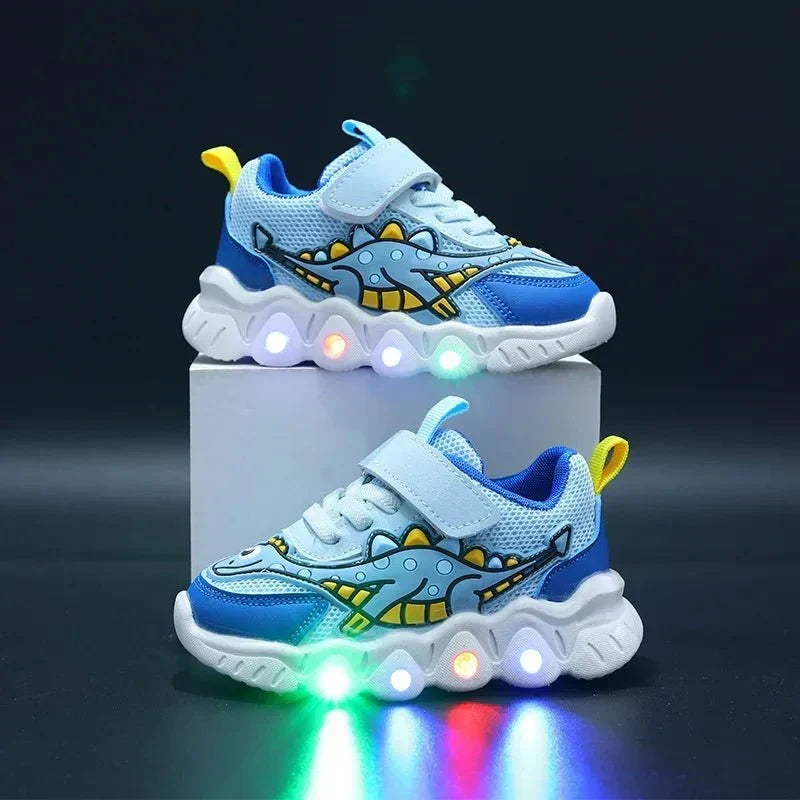 Light-up dino trainers for children with Velcro fastening – GlowSteps
